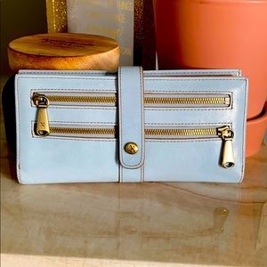 Light Blue Leather Hobo Wallet